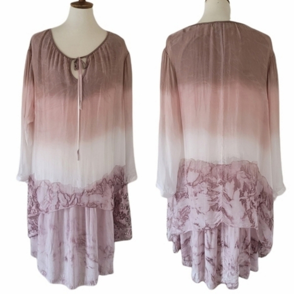AMO Tie Dyed‎ Silk Tiered Mini Dress - Picture 1 of 7